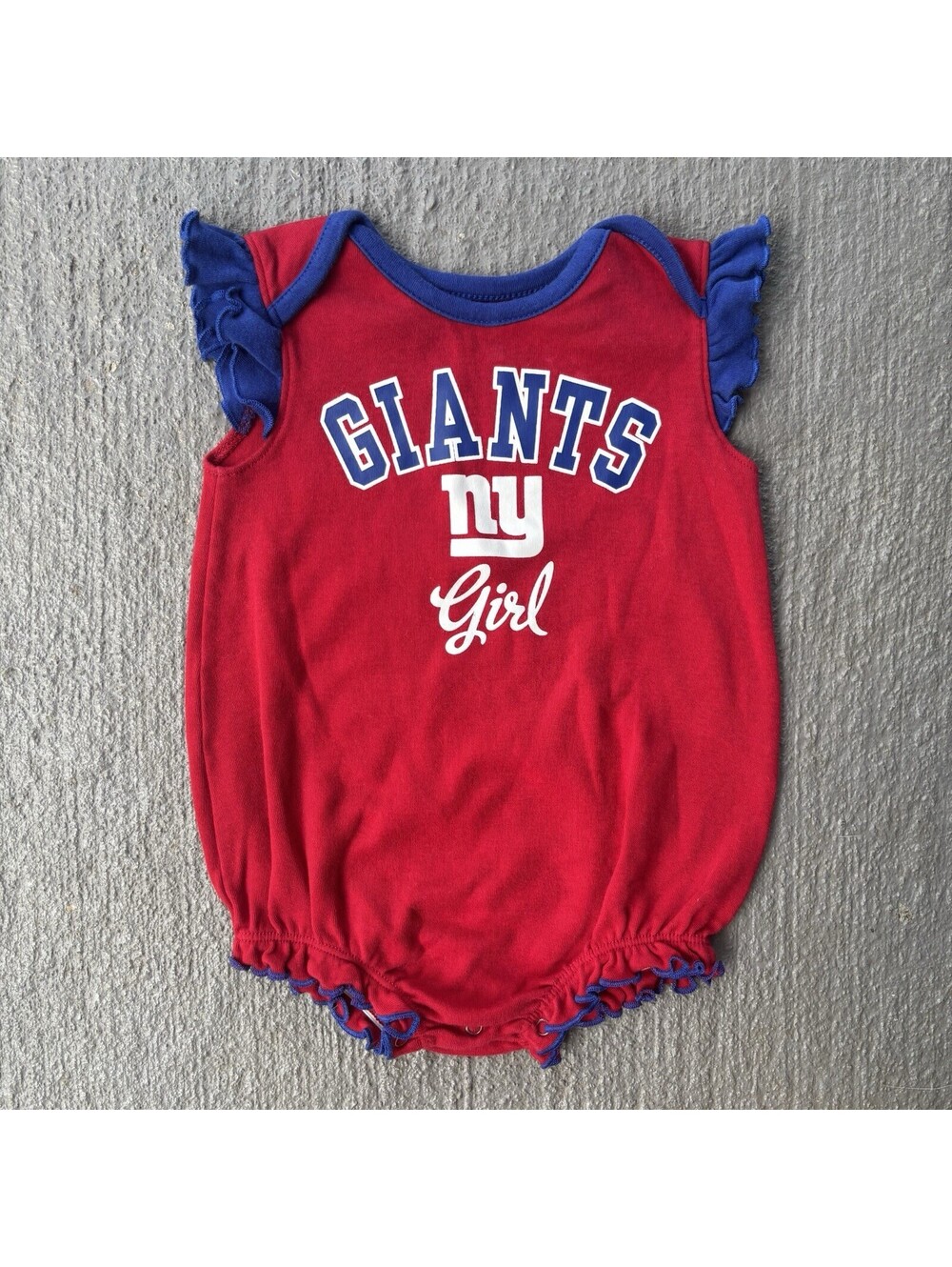 New York Giants Girl NFL Football Bubble Ruffle Romper BABY 3-6 Months
